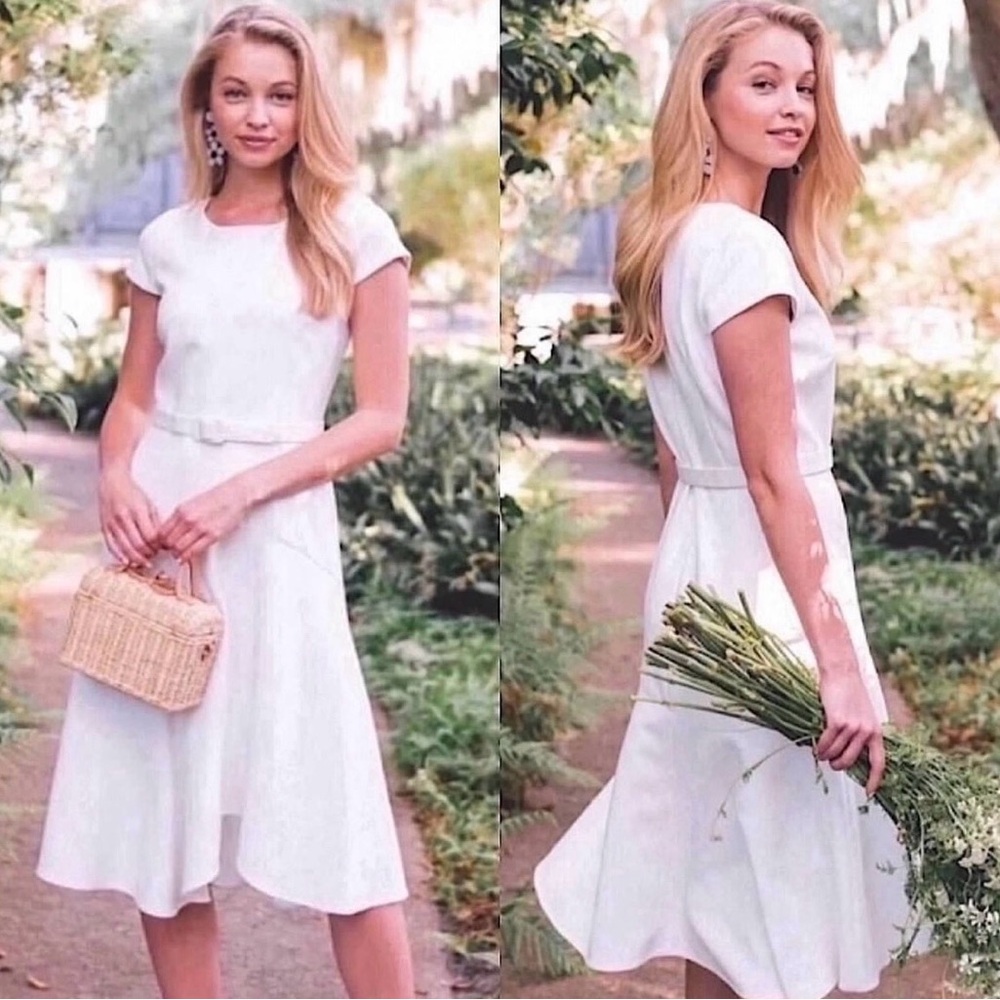 GAL MEETS GLAM Cecilia Cream Crepe Dress | Size: 4 - Picture 12 of 12